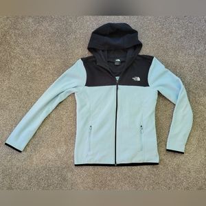 The North Face Full Zip Fleece Hoodie, Women's S, Black/Light Blue